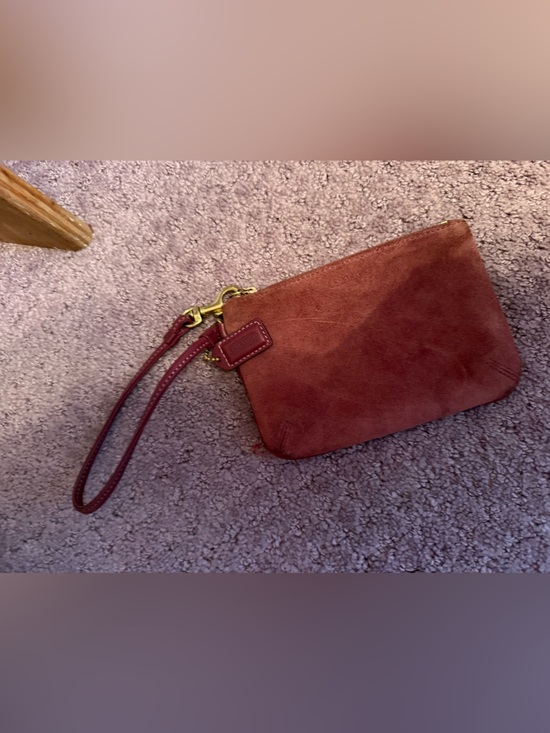 Coach Handbags - Coach Suede Wristlet in Brick Red